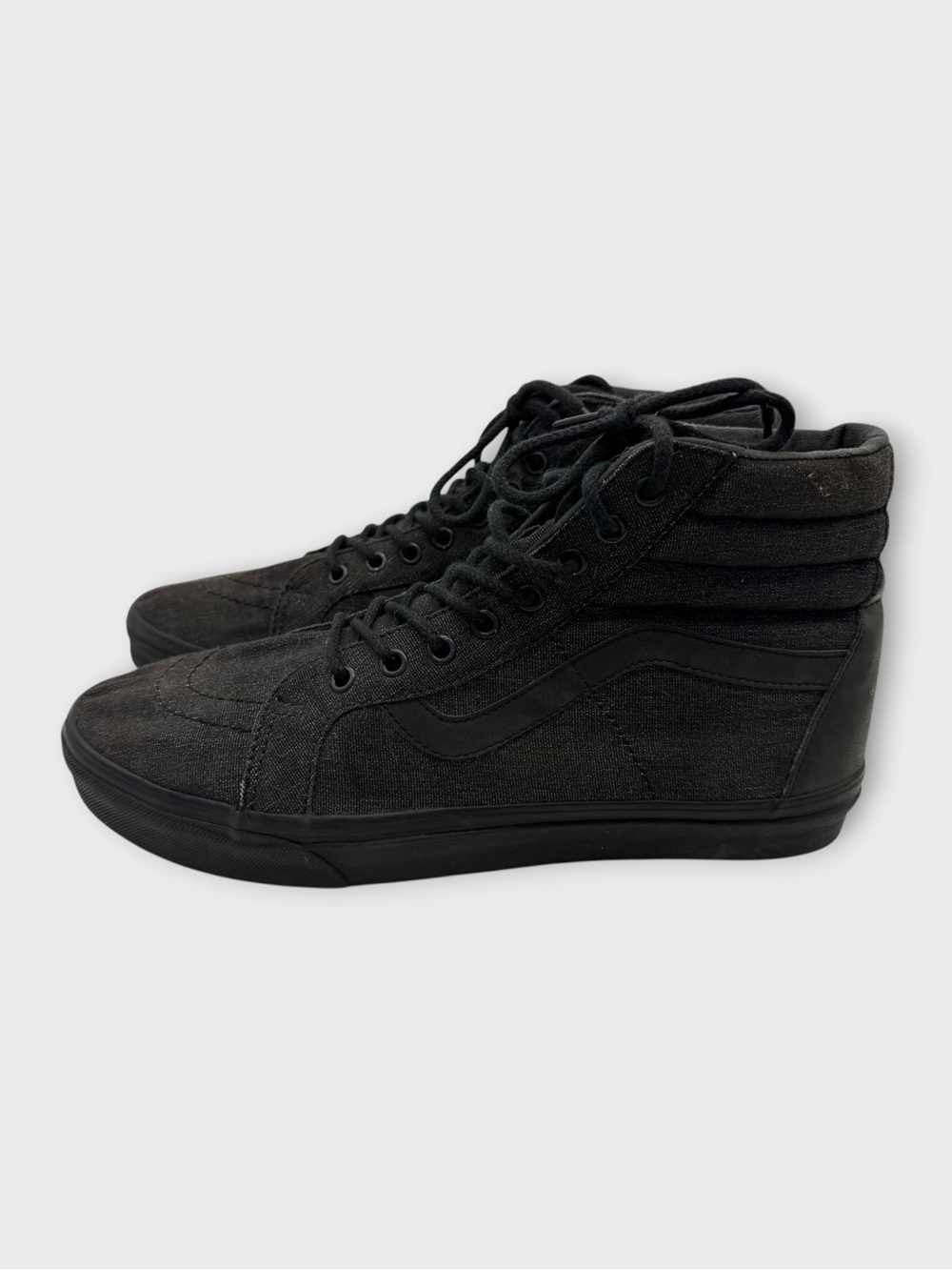 Vans Black SK8 High Reissue Denim Black Monochrome Skate Sneakers Mens 11 NICE! - Picture 2 of 6